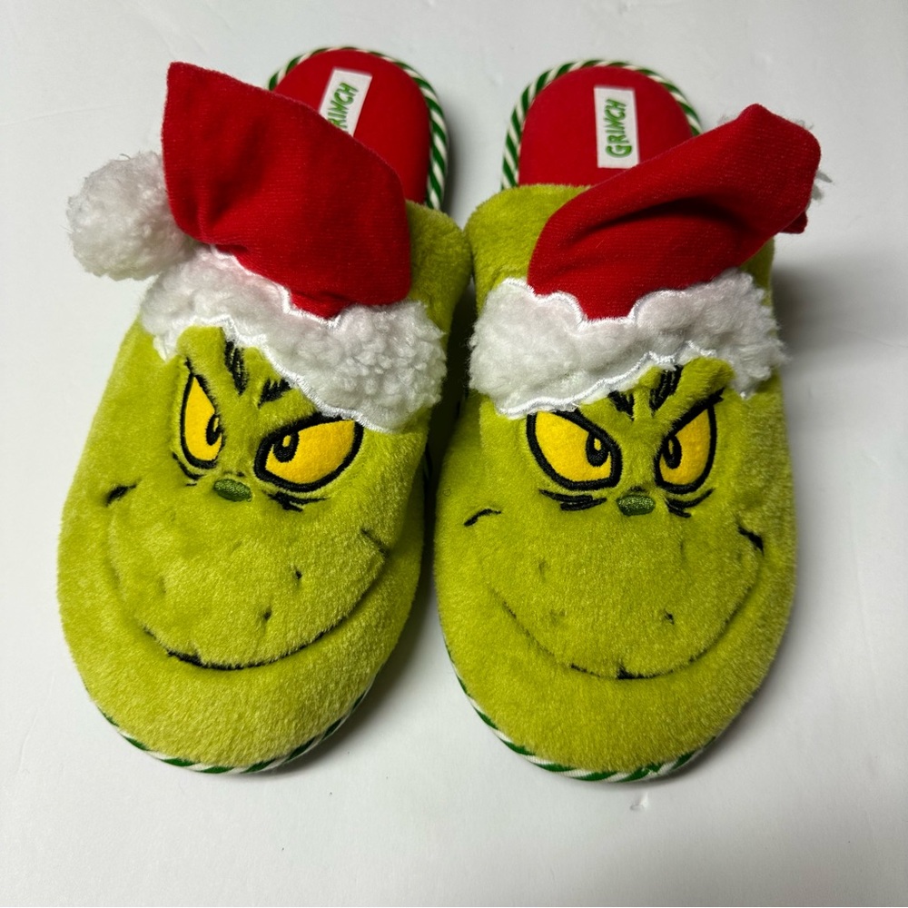 The Grinch grinch with santa hat slippers - Picture 2 of 9